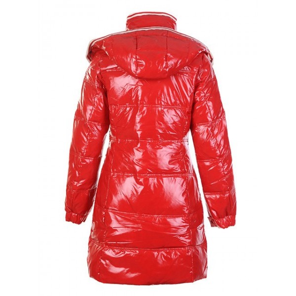 Moncler Fashion rosso lunga collo alto e cappuccio staccabile caldo Cappotti uscita